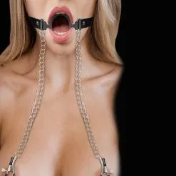 Ouch! Bâillon O-Ring Avec Pinces à Seins 8 Ouch! Bâillon O-Ring Avec Pinces à Seins -Sextoy Soldes baillon o ring avec pinces a seins 03