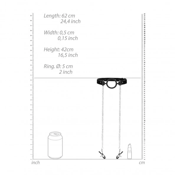 Ouch! Bâillon O-Ring Avec Pinces à Seins 4 Ouch! Bâillon O-Ring Avec Pinces à Seins – Image 4