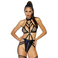 LEG AVENUE Body Wet Look Avec Lanière