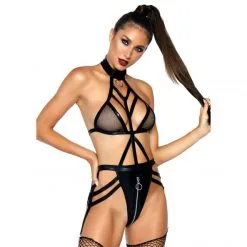 LEG AVENUE Body Wet Look Avec Lanière -Sextoy Soldes body wet look avec laniere leg avenue noir 03