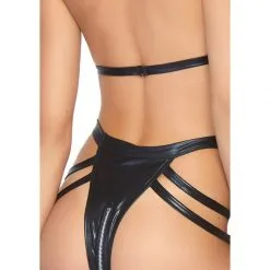 LEG AVENUE Body Wet Look Avec Lanière -Sextoy Soldes body wet look avec laniere leg avenue noir 05