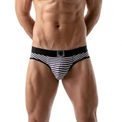 TOF Paris Brief Stripes Push-Up -Sextoy Soldes briefs stripes push up noir 04