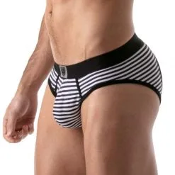 TOF Paris Brief Stripes Push-Up Bottomless 8 TOF Paris Brief Stripes Push-Up Bottomless -Sextoy Soldes briefs stripes pushup bottomless noir 02