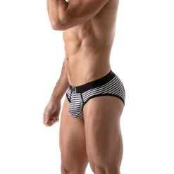 TOF Paris Brief Stripes Push-Up Bottomless 11 TOF Paris Brief Stripes Push-Up Bottomless -Sextoy Soldes briefs stripes pushup bottomless noir 05