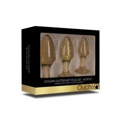Ouch! Coffret Plugs Anaux Glitter Acrylique -Sextoy Soldes coffret plug anal acrylic gold 07