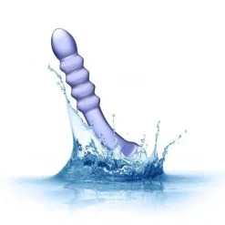 GLÄS Double Dong En Verre Rain Ribbed -Sextoy Soldes double dong en verre purple rain ribbed 05