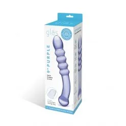 GLÄS Double Dong En Verre Rain Ribbed -Sextoy Soldes double dong en verre purple rain ribbed 08