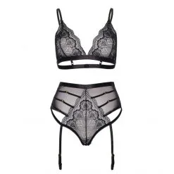 LEG AVENUE Ensemble Bralette Et Culotte Haute -Sextoy Soldes ensemble leg avenue bralette et culotte haute noir 3
