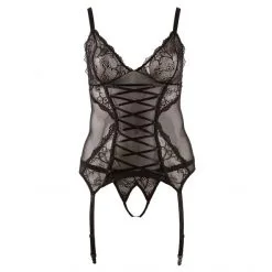 Cottelli Collection Ensemble 2 Pièces Grande Taille Guêpière Et String Ouvert -Sextoy Soldes ensemble lingerie grande taille guepiere et string ouvert cottelli collection 04