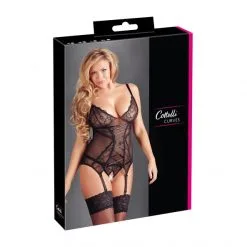 Cottelli Collection Ensemble 2 Pièces Grande Taille Guêpière Et String Ouvert -Sextoy Soldes ensemble lingerie grande taille guepiere et string ouvert cottelli collection 06