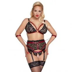 Cottelli Bondage Ensemble Lingerie Grande Taille En Rouge Et Noir