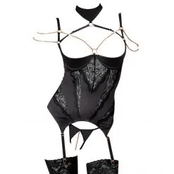 Abierta Fina Ensemble Ouvert Basque Et String -Sextoy Soldes ensemble lingerie ouvert basque et string abierta fina 04