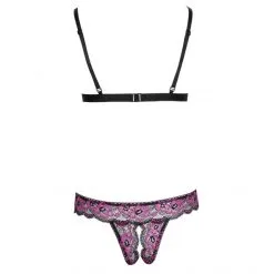 Cottelli Collection Ensemble Lingerie Ouverte Rose Et Noir Floral -Sextoy Soldes ensemble lingerie ouverte rose floral cotelli 05
