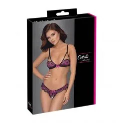 Cottelli Collection Ensemble Lingerie Ouverte Rose Et Noir Floral -Sextoy Soldes ensemble lingerie ouverte rose floral cotelli 06