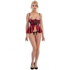 Abierta Fina Ensemble Lingerie Ouverte Jupe Rouge Et Noire -Sextoy Soldes ensemble lingerie ouverte rouge et noire abierta fina 03