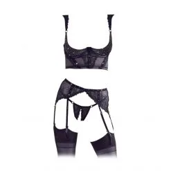 Abierta Fina Ensemble 3 Pièces Strass Ouvert -Sextoy Soldes ensemble 3 pieces strass ouvert 04