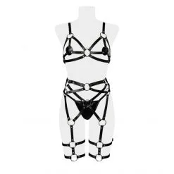 Grey Velvet Ensemble Harnais Simili-Cuir 3 Pièces -Sextoy Soldes ensemble harnais cuir 3 pieces 5