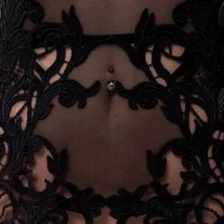 Grey Velvet Guêpière Dentelle Et String -Sextoy Soldes ensemble neglige dentelle 2 pieces 4