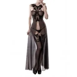 Grey Velvet Ensemble Nuisette Longue Erotique
