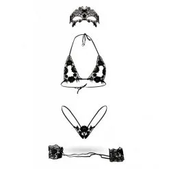 Grey Velvet Ensemble Sexy Bondage 4 Pièces -Sextoy Soldes ensemble sexy bondage 4 pieces 8
