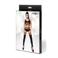 Saresia Ensemble Wetlook 3 Pièces Œillets Et Chaîne -Sextoy Soldes ensemble wetlook 3 pieces oeillets et chaine 4