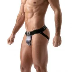 TOF Paris Jockstrap Stripes Push-Up -Sextoy Soldes jockstraps stripes pushup noir 05