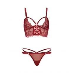 LEG AVENUE Ensemble Dentelle Et Laçage 5 LEG AVENUE Ensemble Dentelle Et Laçage -Sextoy Soldes lace bralette with sheer thong rouge 3