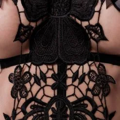 Grey Velvet Nuisette Harnais & String -Sextoy Soldes nuisette harnais string 4