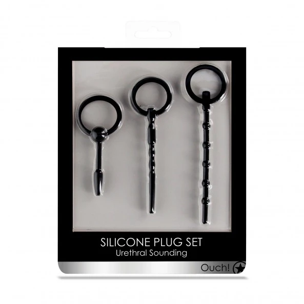 Ouch! Pack 3 Plugs à Urètre Silicone Noir 2 Ouch! Pack 3 Plugs à Urètre Silicone Noir – Image 2
