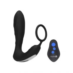 Ouch! Plug Anal Avec Anneau Vibrant Et E-Stim Télécommandé