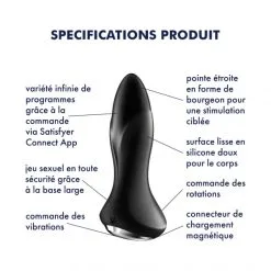 Satisfyer Plug Anal Connecté Rotator Plug 1+ -Sextoy Soldes plug anal connecte black rotator plug 1plus 08