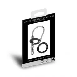 Ouch! Plug Urétral Métallique Anneau De Gland Silicone 90 Mm -Sextoy Soldes plug uretral metallique anneau stretcher silicone 90 mm 03