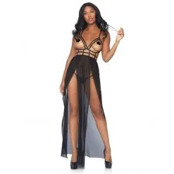 LEG AVENUE Robe Longue à Lanière -Sextoy Soldes robe longue laniere leg avenue noir 03