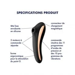 Satisfyer Stimulateur Dual Kiss -Sextoy Soldes satisfyer dual kiss noir 05