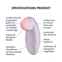 Satisfyer Stimulateur Clitoris Connecté Tropical Tip -Sextoy Soldes stimulateur clitoris connecte tropical tip violet 08