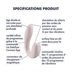 Satisfyer Stimulateur Clitoris Et Point-G Connecté Sunray -Sextoy Soldes stimulateur connecte sunray rose 07