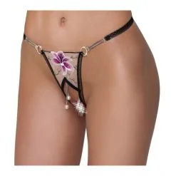 Cottelli Collection String Ouvert Fleur Et Perles -Sextoy Soldes string ouvert fleur et perles cottelli lingerie 03