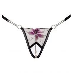 Cottelli Collection String Ouvert Fleur Et Perles -Sextoy Soldes string ouvert fleur et perles cottelli lingerie 04