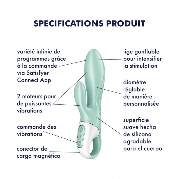 Satisfyer Vibromasseur Gonflable Connecté Rabbit Air Pump Bunny 5 7 Satisfyer Vibromasseur Gonflable Connecté Rabbit Air Pump Bunny 5 – Image 7