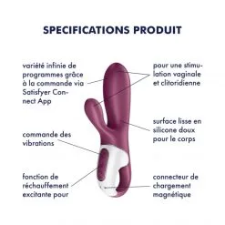 Satisfyer Vibromasseur Rabbit Chauffant Connecté Hot Bunny -Sextoy Soldes vibromasseur rabbit chauffant connecte hot bunny 09