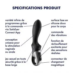 Satisfyer Stimulateur Anal Ou Point-G Chauffant Et Connecté Heat Climax -Sextoy Soldes vibromasseur rabbit chauffant et connecte heat climax 10